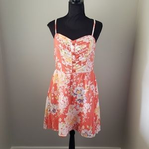 Lauren Conrad Peach Floral Women's Sundress 10